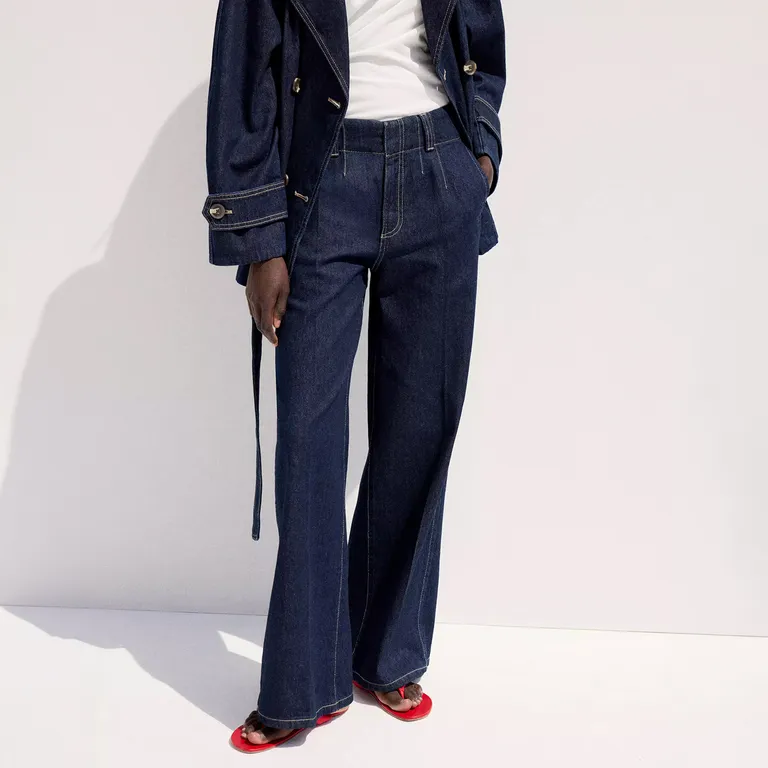 Pantalon Wide Leg Tiro Medio Mujer