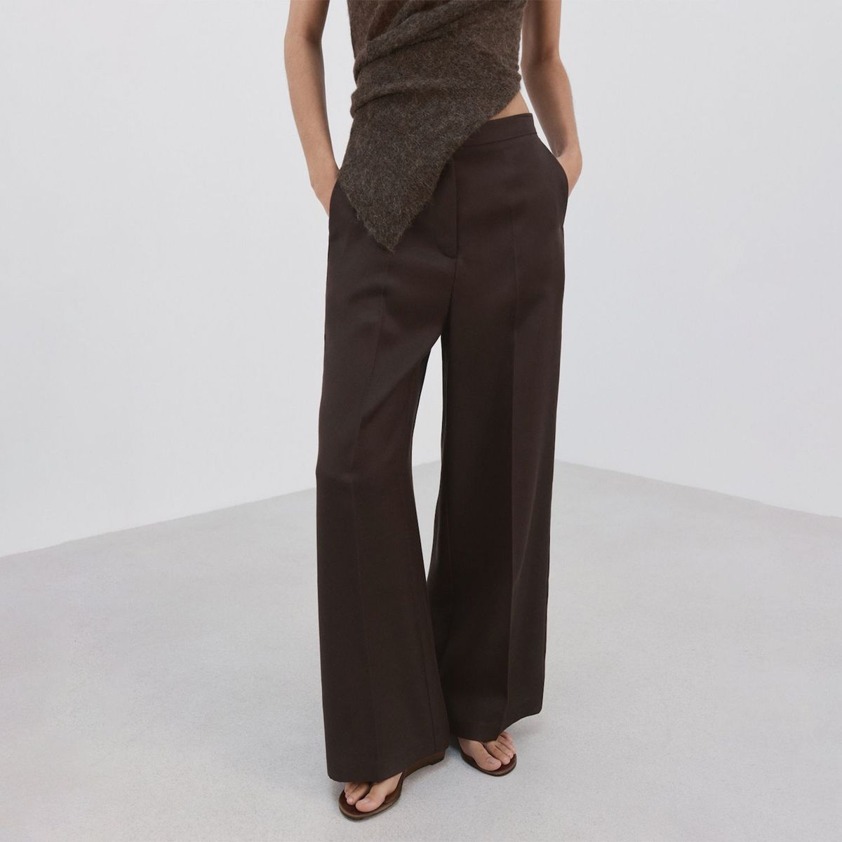 MANGO - Pantalón Lyocell Tiro Alto Mujer Mango