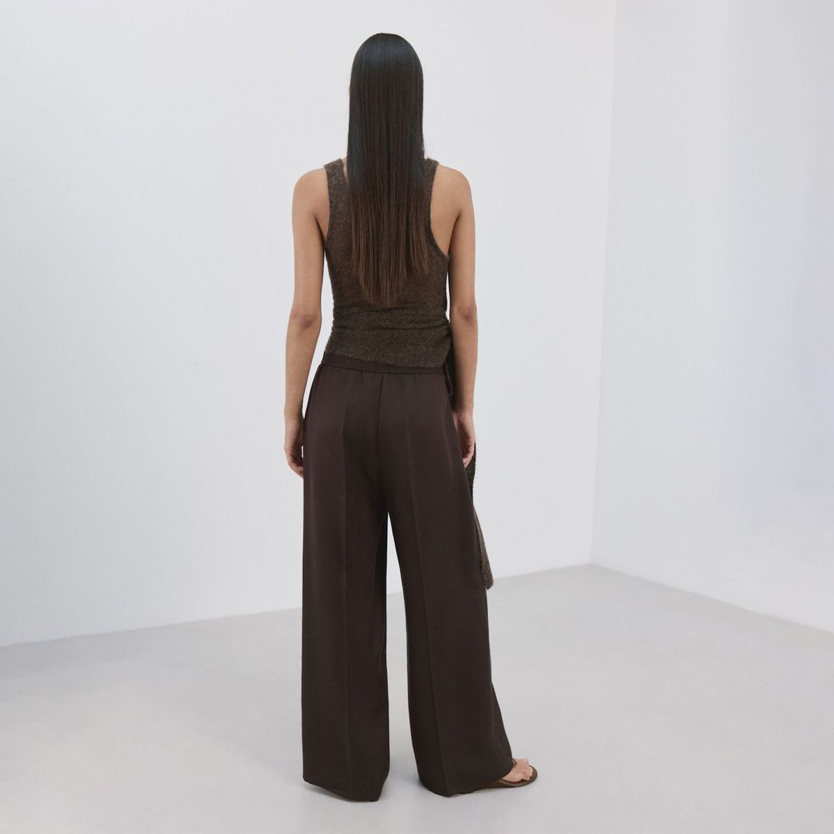 MANGO - Pantalón Lyocell Tiro Alto Mujer Mango