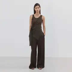 MANGO - Pantalón Lyocell Tiro Alto Mujer