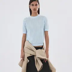 MANGO - Sweater Punto Calado Manga Corta Mujer