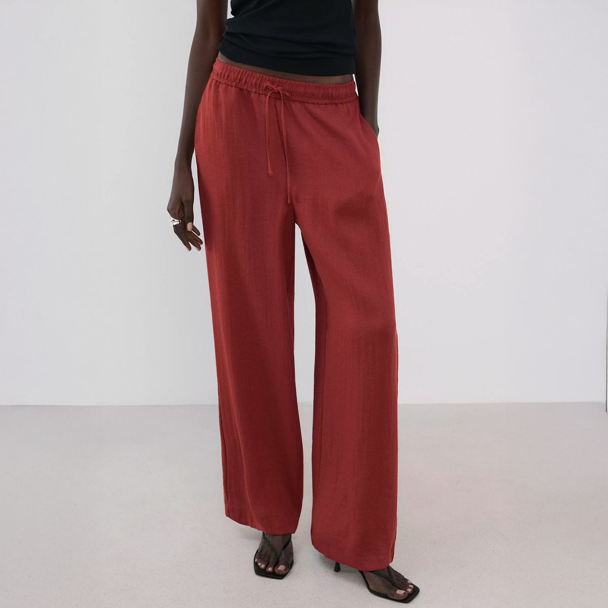 MANGO - Pantalón Palazzo Tiro Alto Mujer Mango