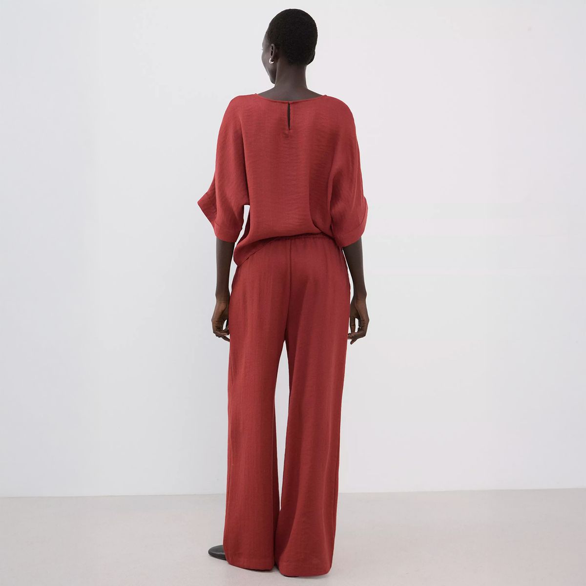 MANGO - Pantalón Palazzo Tiro Alto Mujer Mango