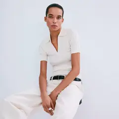 MANGO - Sweater Punto Cuello Pico Mujer