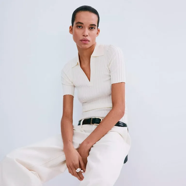 Sweater Punto Cuello Pico Mujer