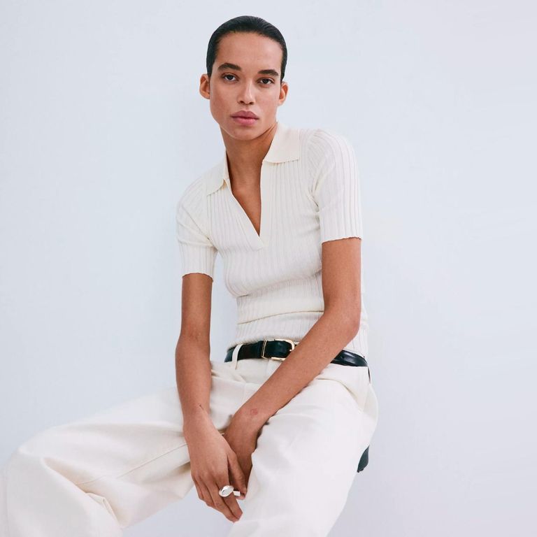 Sweater Punto Cuello Pico Mujer
