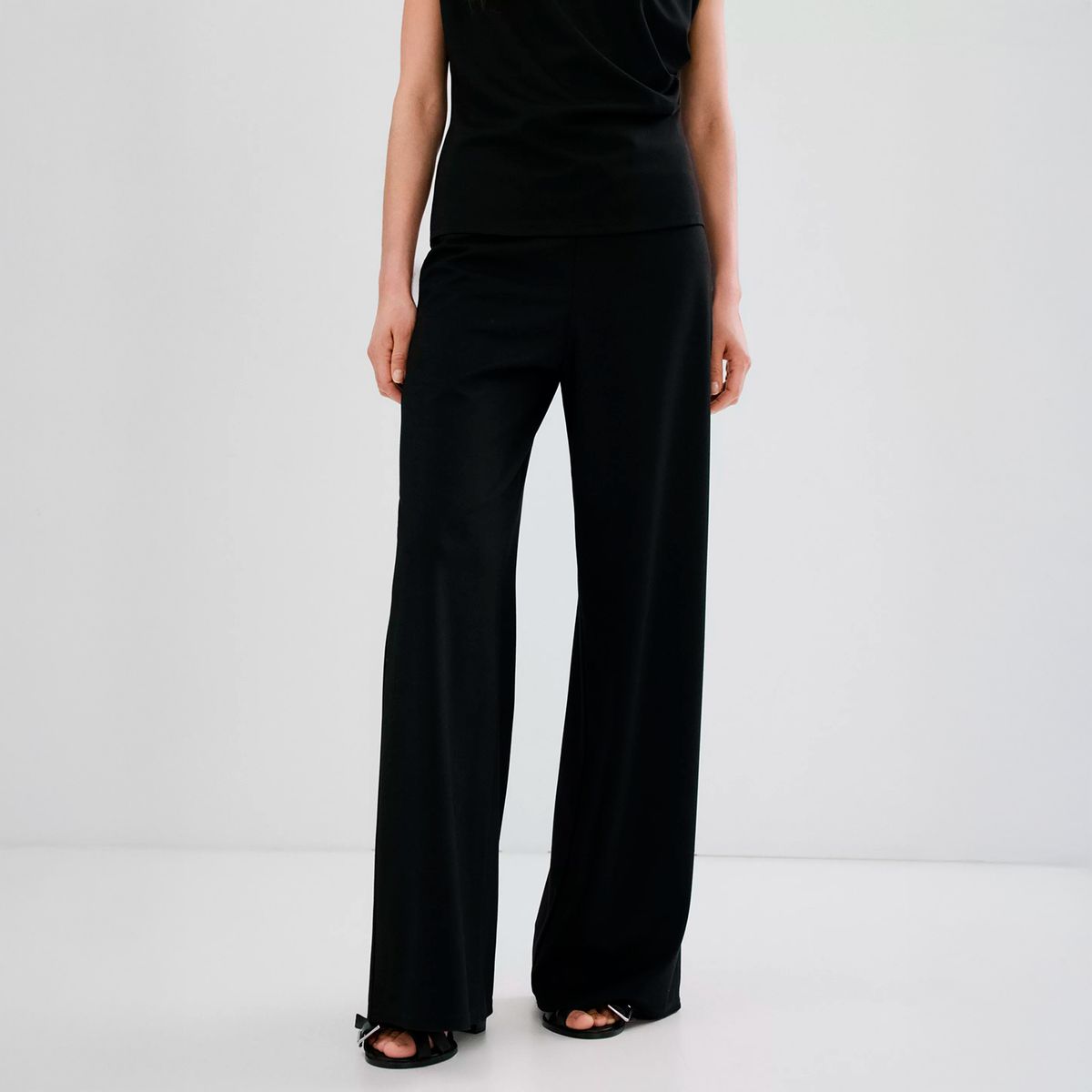 MANGO - Pantalón Recto Cintura Elástica Mujer Mango