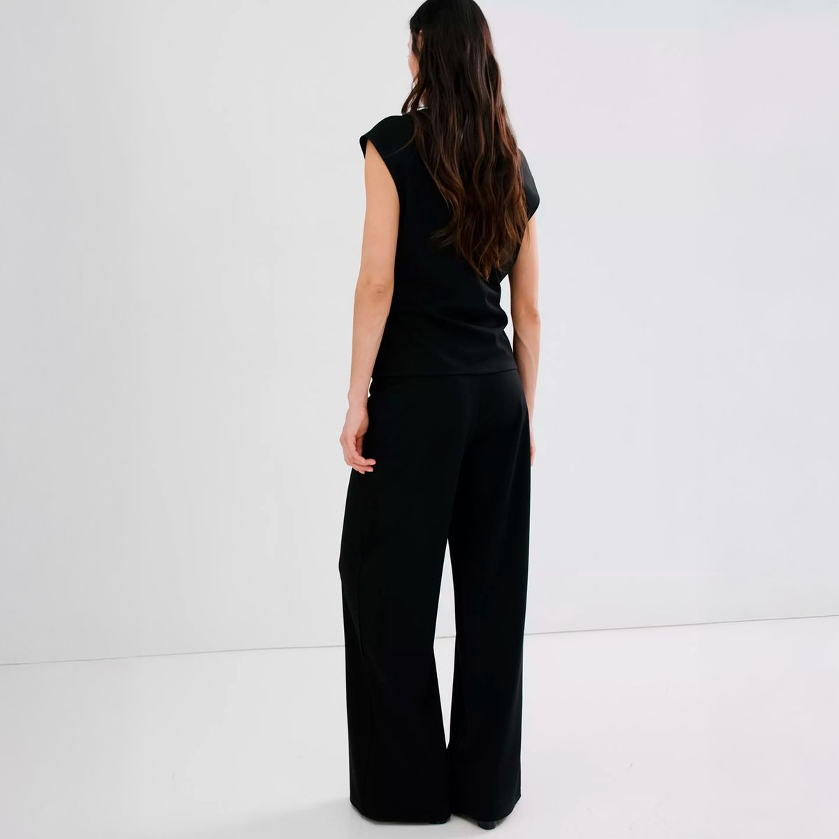 MANGO - Pantalón Recto Cintura Elástica Mujer Mango