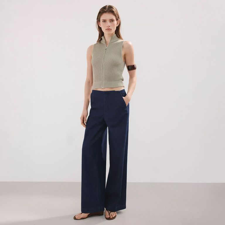 Jeans Wide Leg Tiro Medio Mujer