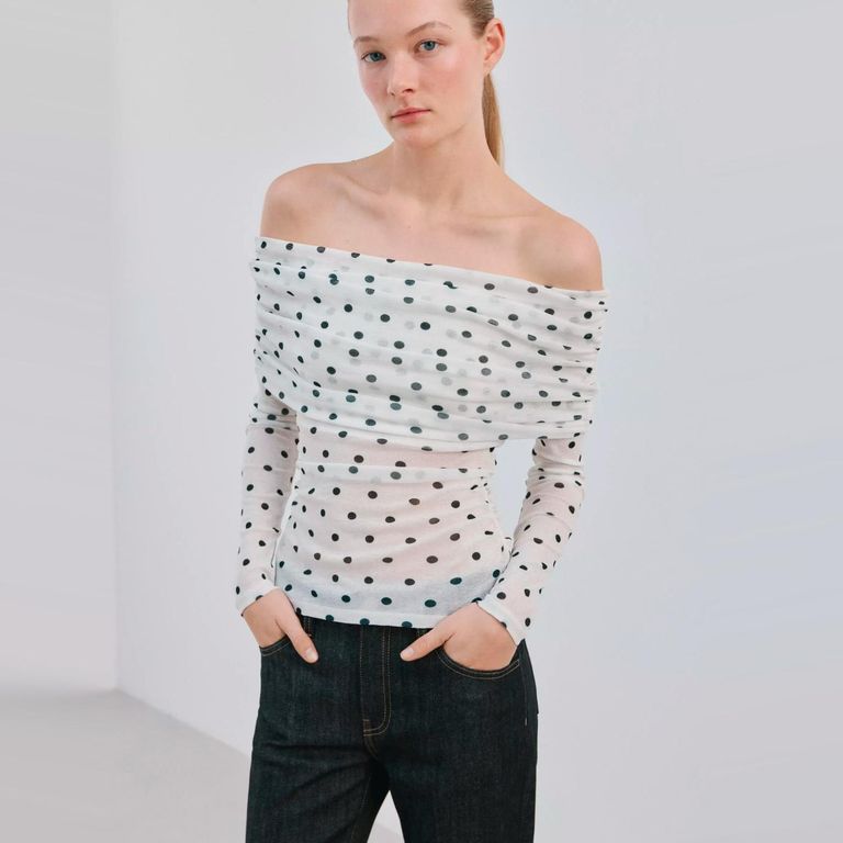 Polera Lunares Palabra De Honor Mujer