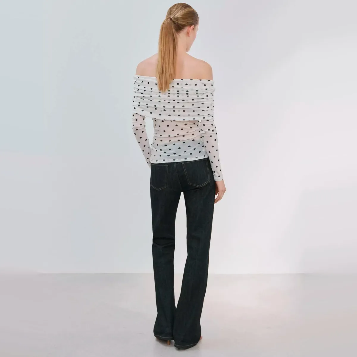 MANGO - Polera Lunares Palabra De Honor Mujer Mango