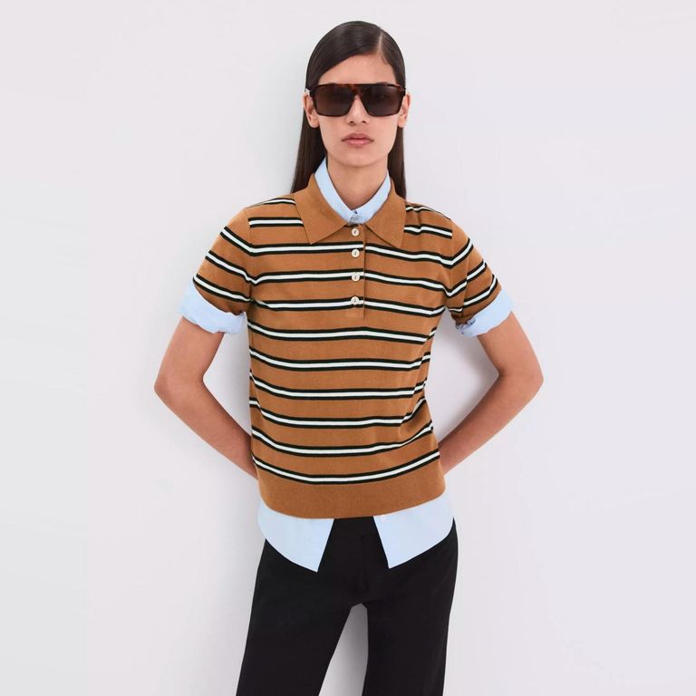 Polera Rayas Cuello Polo Mujer