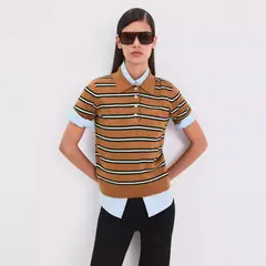 MANGO - Polera Rayas Cuello Polo Mujer