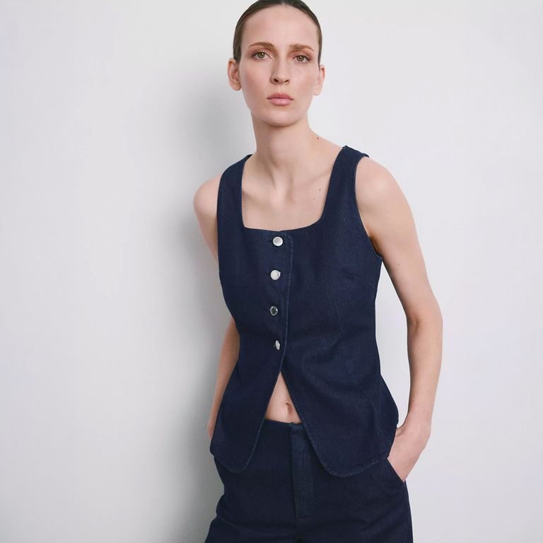 Top Denim Botones Mujer