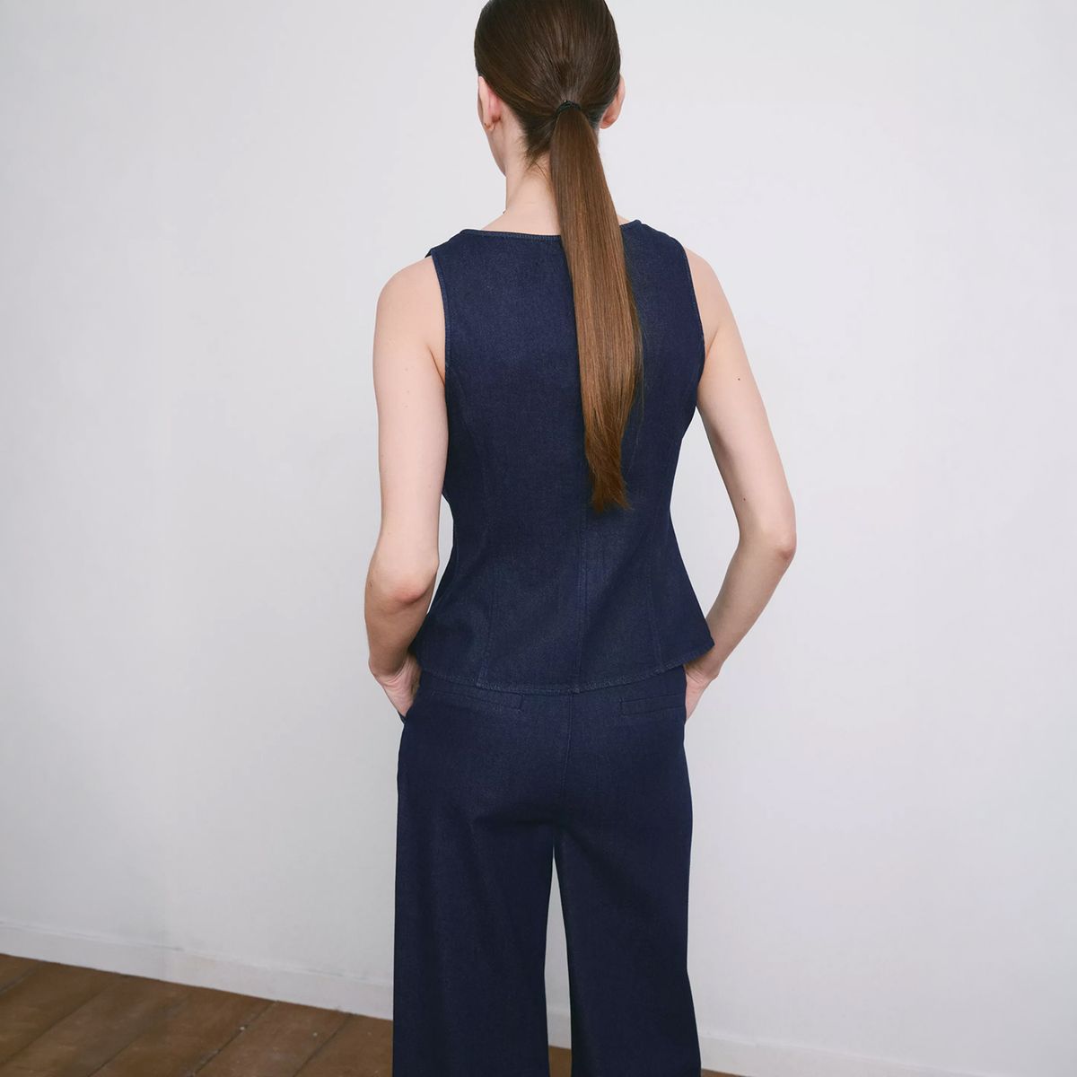 MANGO - Top Denim Botones Mujer Mango