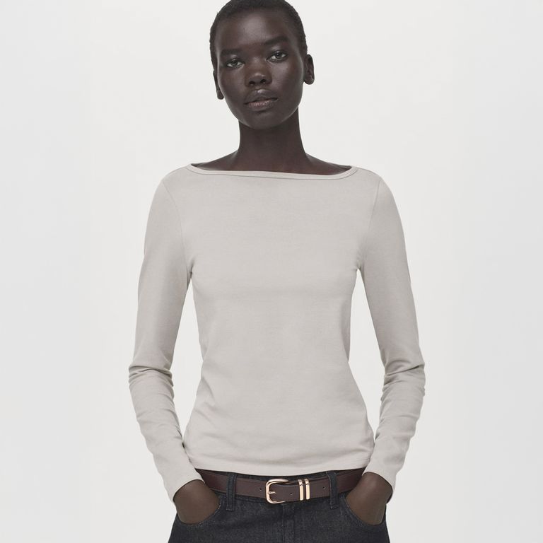 Polera Cuello Barco Algodón Mujer