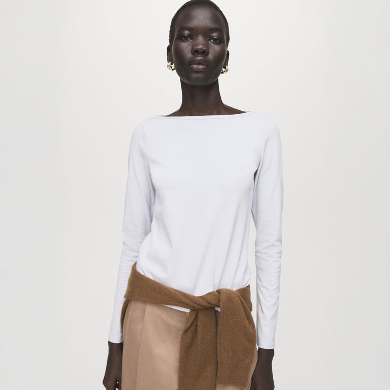 Polera Cuello Barco Algodón Mujer