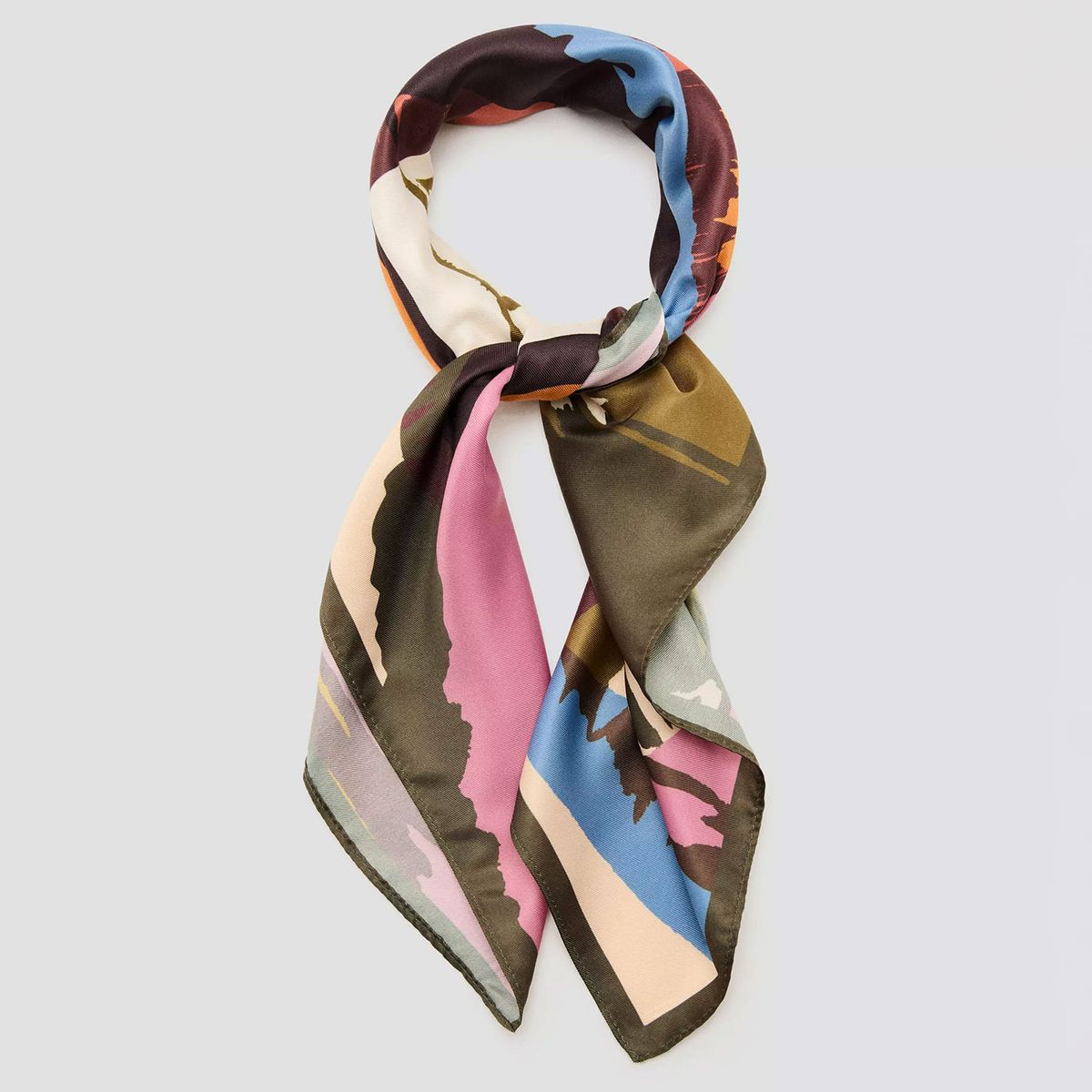 MANGO - Pañuelo Satinado Estampado Abstracto Mujer Mango