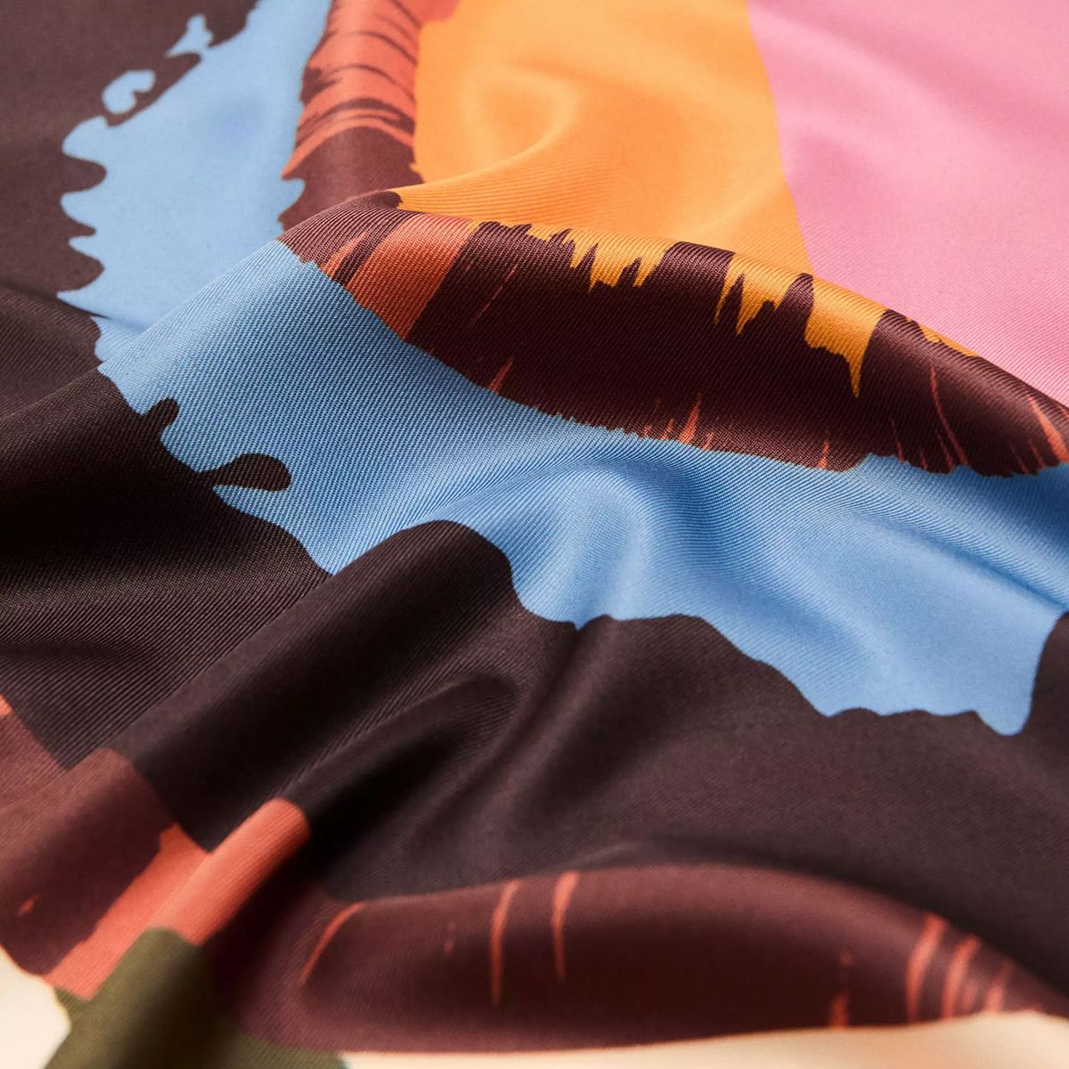 MANGO - Pañuelo Satinado Estampado Abstracto Mujer Mango