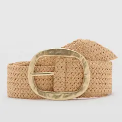 MANGO - Cinturón Fibra Natural Hebilla Ovalada Mujer