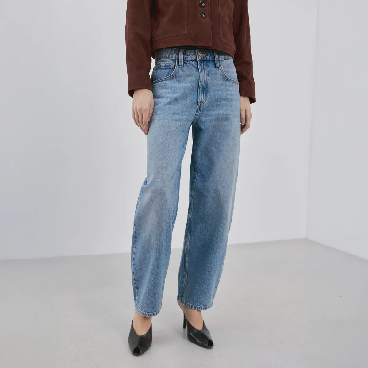 MANGO - Jeans Barrel Tiro Alto Mujer Mango
