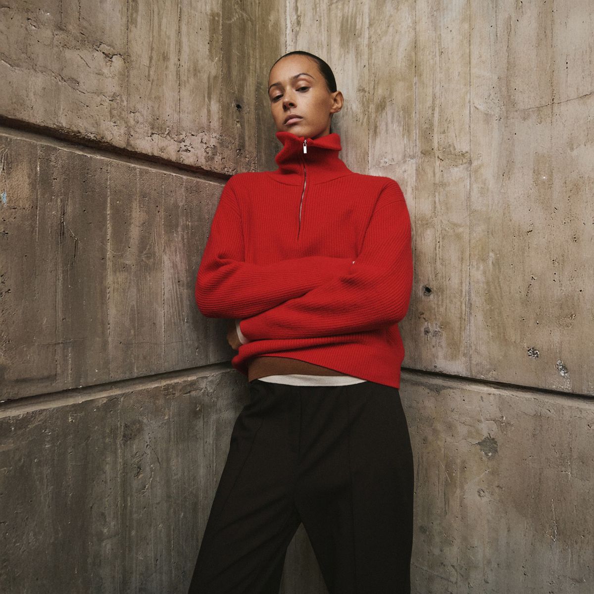 MANGO - Sweater Cuello Contraste Cremallera Mujer Mango