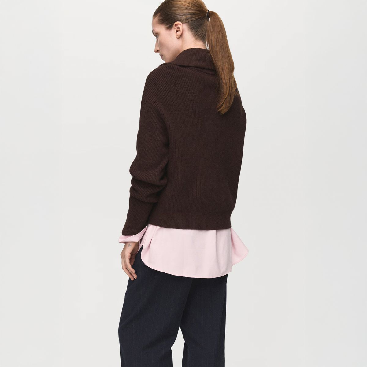MANGO - Sweater Cuello Contraste Cremallera Mujer Mango