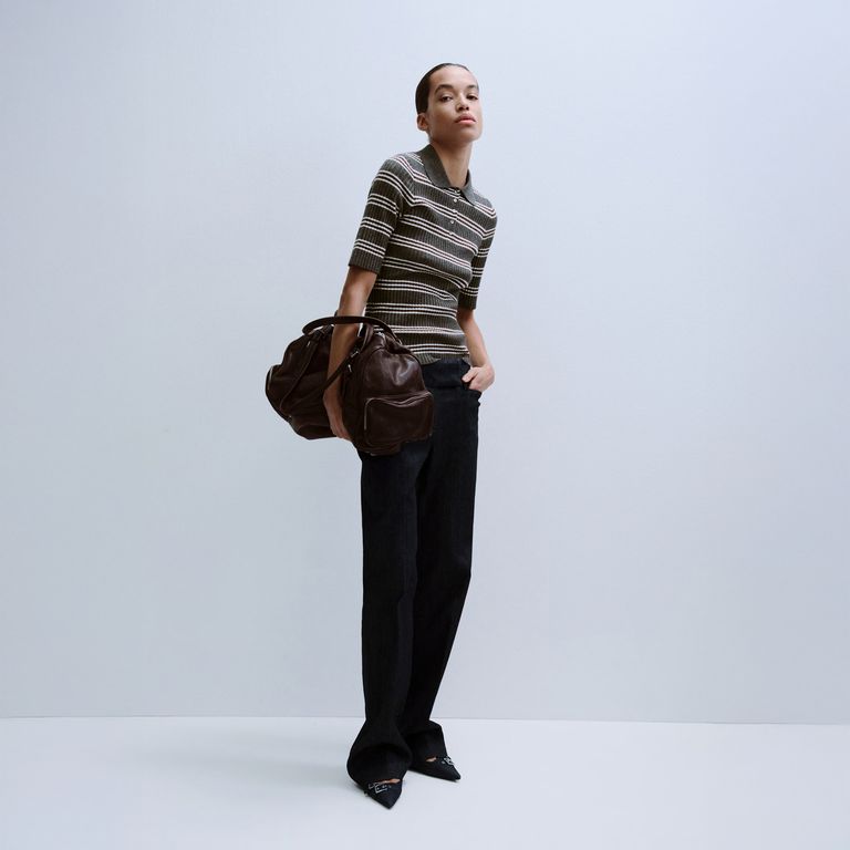 MANGO Sweater Punto Canalé Rayas Mujer