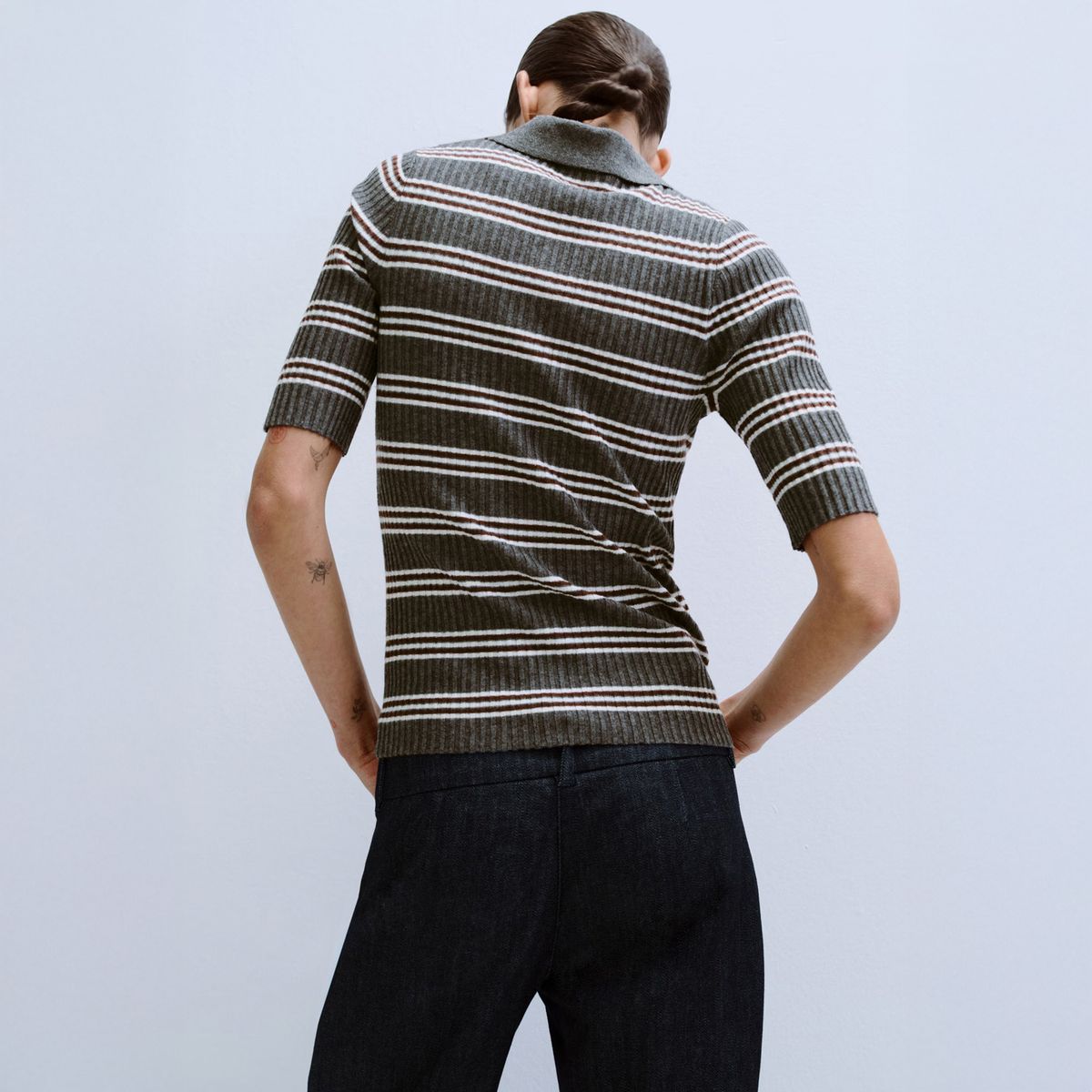 MANGO - Sweater Punto Canalé Rayas Mujer Mango