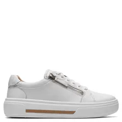 CLARKS - Hollyrose Zip Zapatilla Urbana Mujer Cuero Blanco