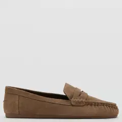 MANGO - Zapato Casual Cuero Mujer Café