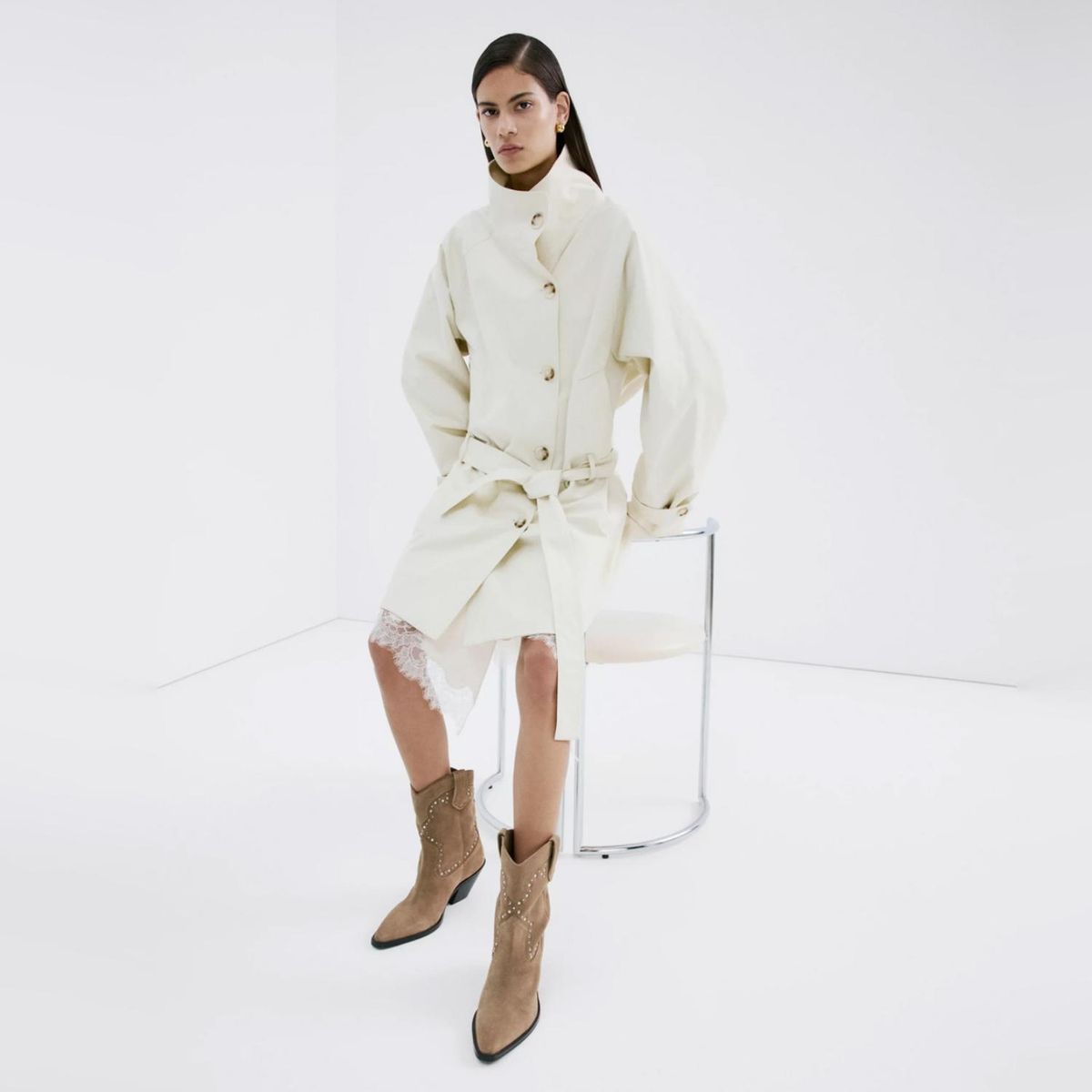 MANGO - Botín Cuero Mujer Beige Mango