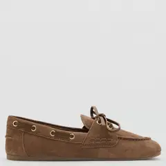 MANGO - Zapato Casual Cuero Mujer Café