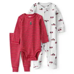 CARTER'S - Conjunto 3 Piezas Pijama, Body y Pantalón Navidad Bebé Niño