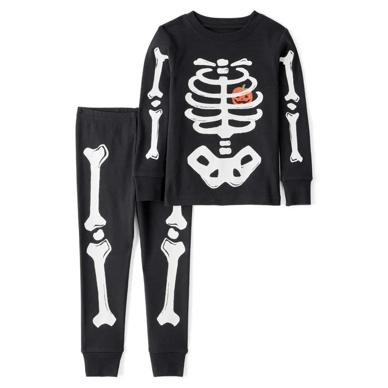 Pijama Algodón Brilla En La Oscuridad Halloween Unisex 2 A 5 Años