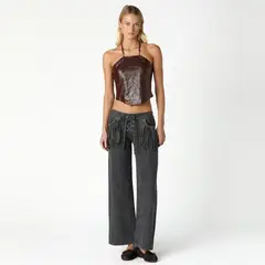 NICOLI - Jeans Flecos Antracita Mujer