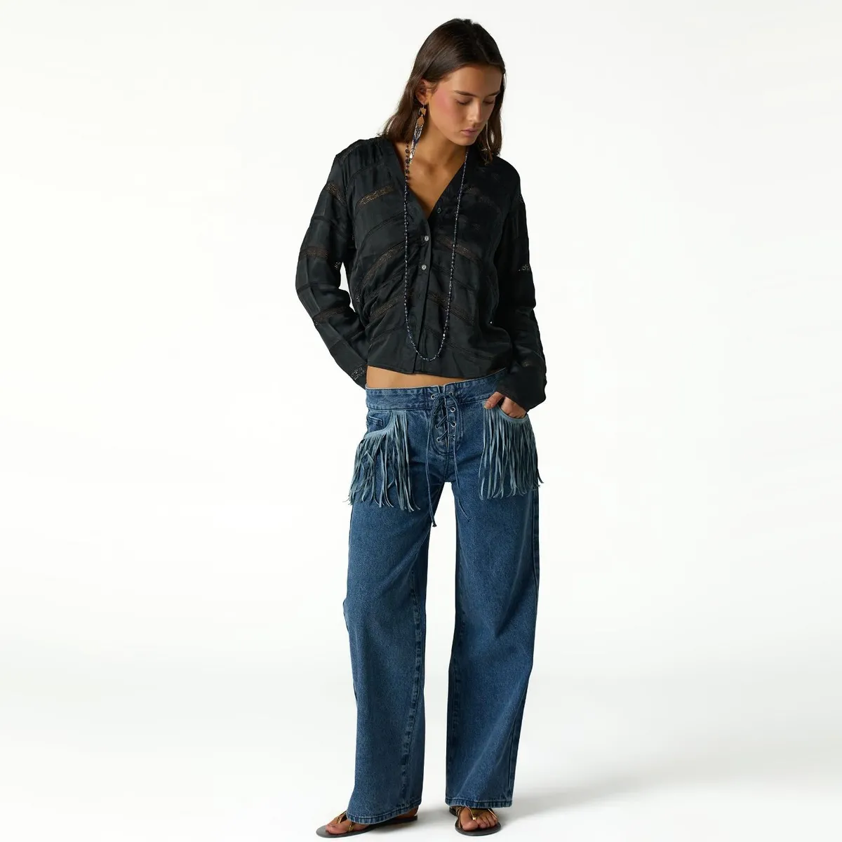 NICOLI - Jeans Flecos Lowrise Mujer Nicoli