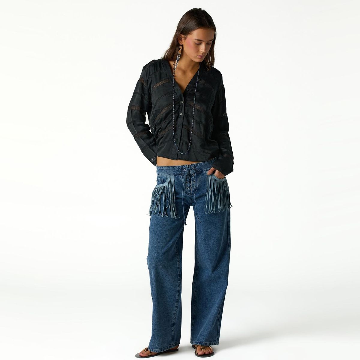 NICOLI - Jeans Flecos Lowrise Mujer Nicoli