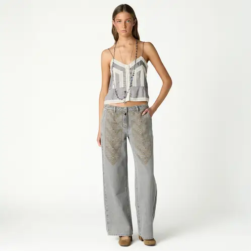 NICOLI - Jeans Detalle Bordados Mujer