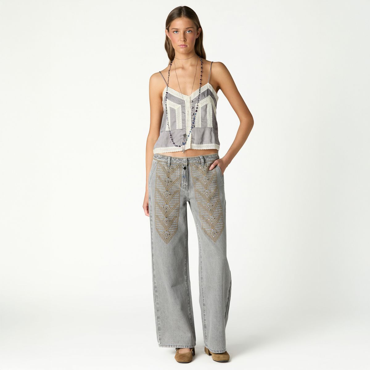 NICOLI - Jeans Detalle Bordados Mujer Nicoli