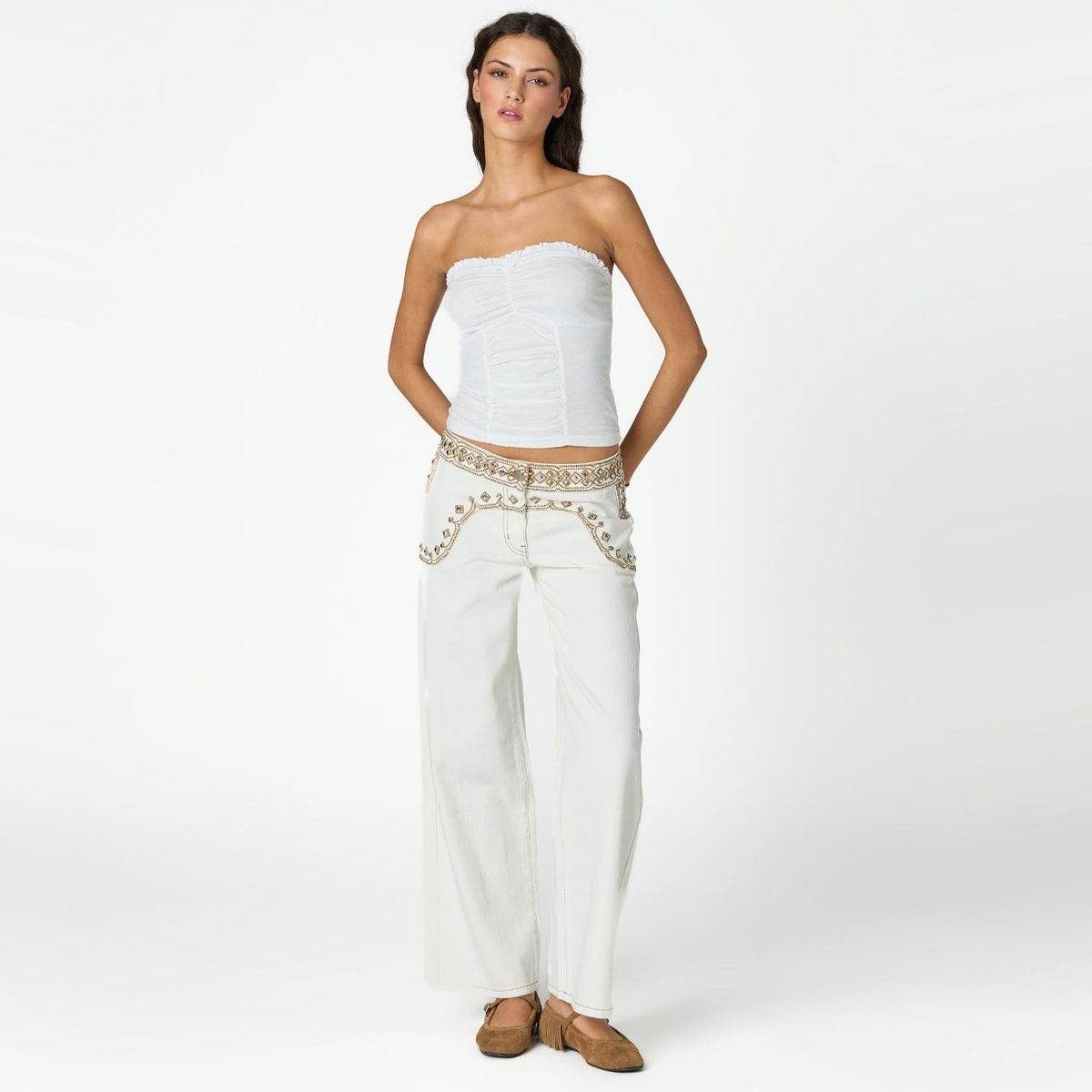 NICOLI - Jeans Bordados 100% Algodón Mujer Nicoli