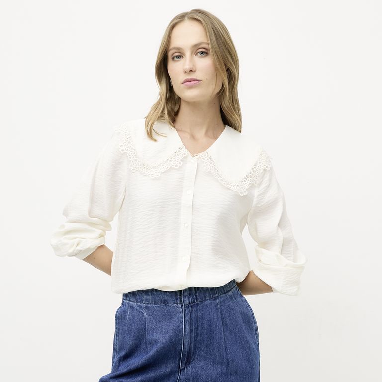 Blusa Manga Larga Detalle Cuello Mujer