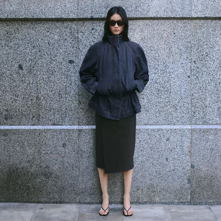 Chaqueta Vaquera Cintura Fruncida Mujer