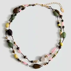 MANGO - Collar Doble Abalorios Mujer