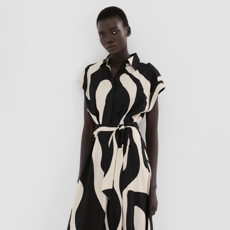 Vestido Camisero Largo Estampado Mujer