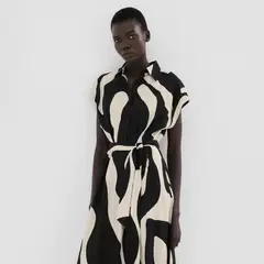 MANGO - Vestido Camisero Largo Estampado Mujer