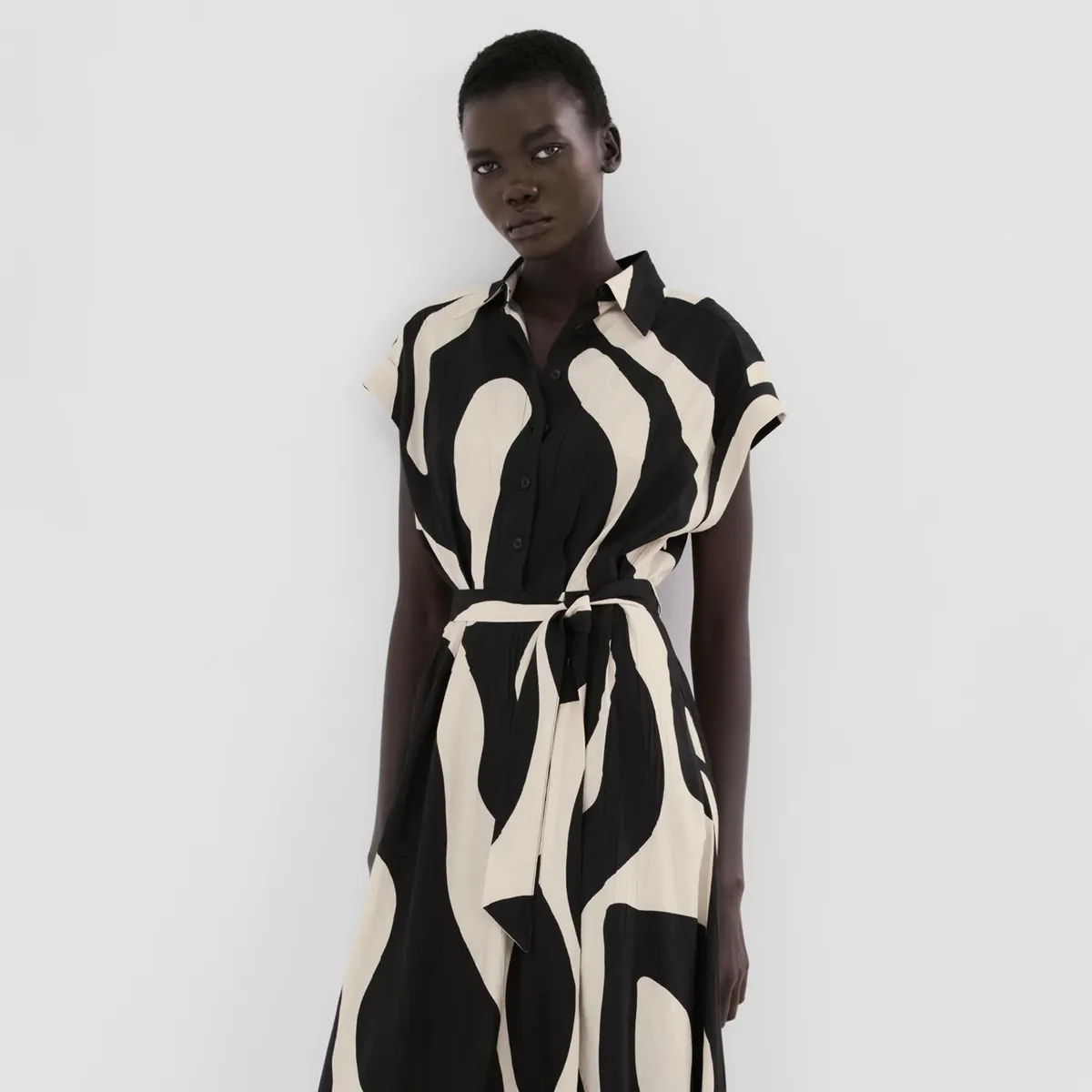MANGO - Vestido Camisero Largo Estampado Mujer Mango