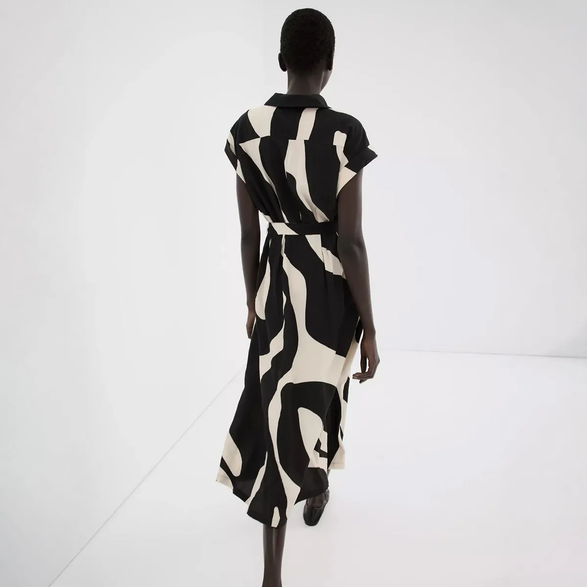 MANGO - Vestido Camisero Largo Estampado Mujer Mango