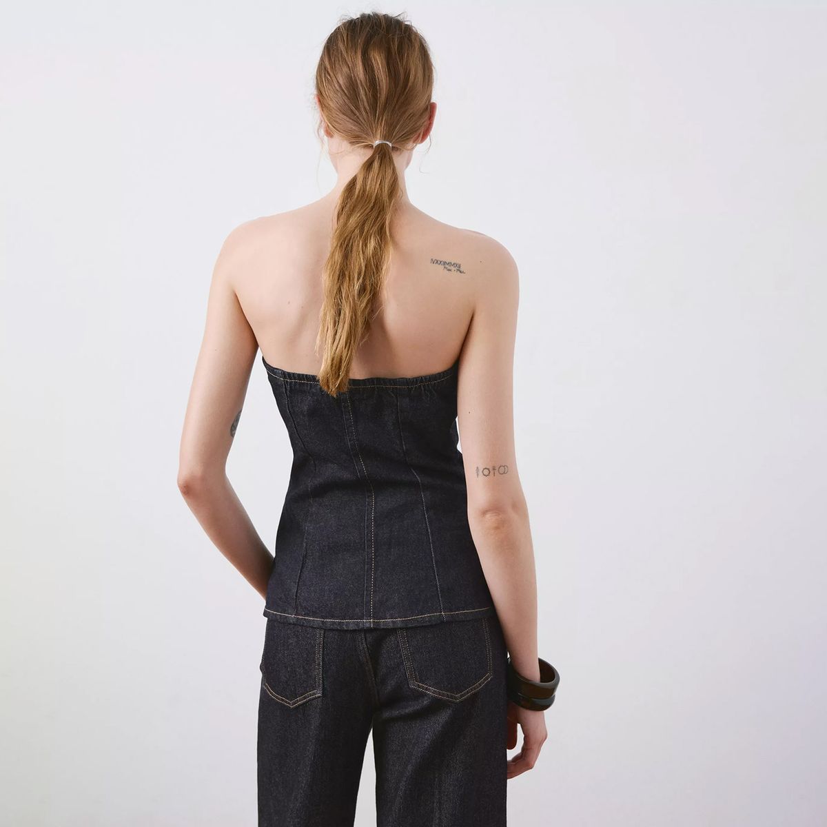MANGO - Polera Denim Palabra De Honor Mujer Mango