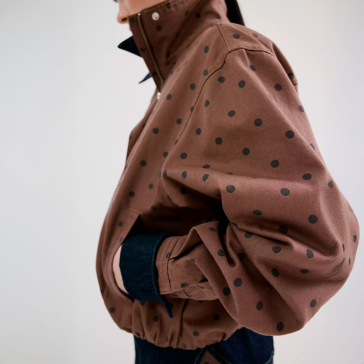 MANGO - Chaqueta Bomber Vaquera Lunares Mujer Mango